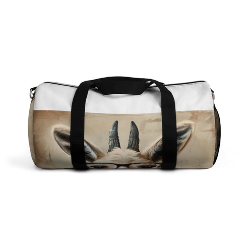Llama hipster duffel bag with quirky glasses design for trendy travelers.