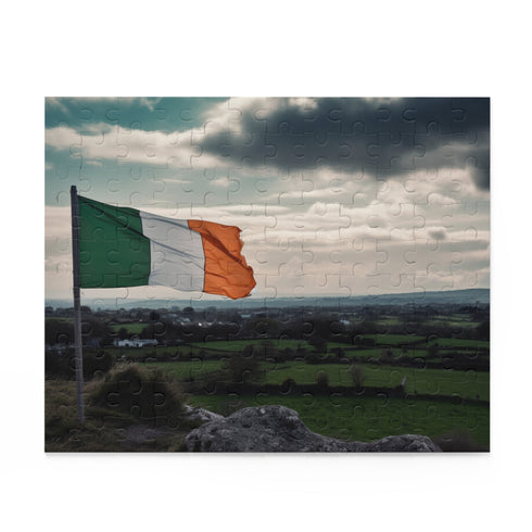 Ireland flag jigsaw puzzle with iconic tricolor design – 120 pieces.