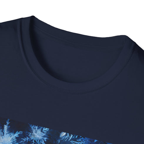 Charcoal cotton T-shirt with symmetrical nature-inspired pattern and crew neck design