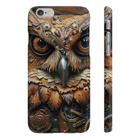 Steampunk owl phone case, glossy finish, iPhone 7/8 Plus slim.