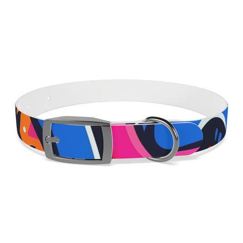 Neon graffiti urban dog collar with bright seamless pattern.