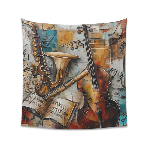 Symphony of Sound Tapestry: Musical Notes & Instruments Design | High-Quality Material | Great Gift Idea