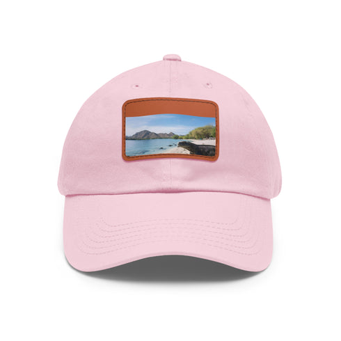 Komodo King hat: White with light brown patch, rectangle shape.