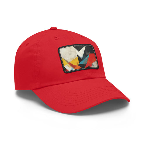 GeoCool Abstract Shapes Baseball Cap in White with Light Brown patch