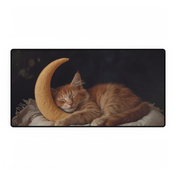 Celestial Cat Sleeping on Crescent Moon XXL Extended Desk Mat – Prints With Passion (View 1)