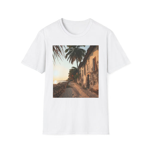 Zanzibar Markets Charcoal Cotton T-Shirt with Vibrant Color Palette