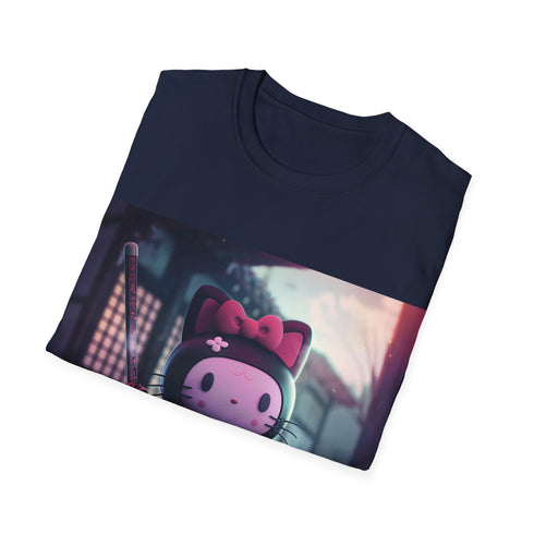 Charcoal Kuromi x Hello Kitty Tee with Regular Fit and Crew Neck.