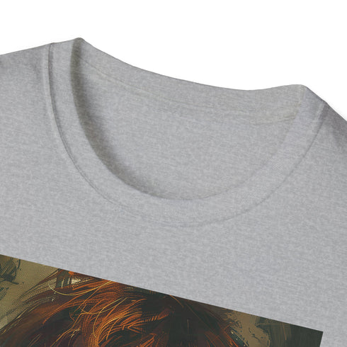 Charcoal cotton T-shirt featuring Ron Weasley portrait in vibrant brushstrokes