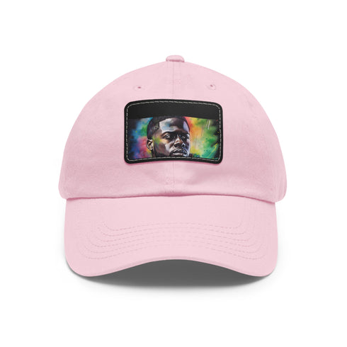 Neon Watercolor Hat, White Patch, Unisex Vegan Cotton Cap.