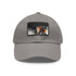 Ed Sheeran watercolor splatter baseball cap in white with light brown patch.