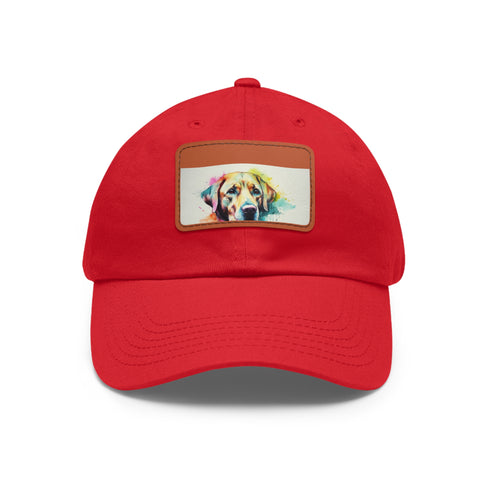 Labrador Love hat - White with Light Brown patch, Rectangle variant.