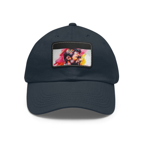 Vibrant neon watercolor baseball cap with rectangular light brown patch.