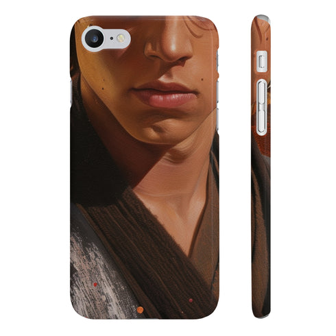Slim glossy phone case with captivating lineage and destiny imagery.