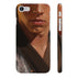 Slim glossy phone case with captivating lineage and destiny imagery.