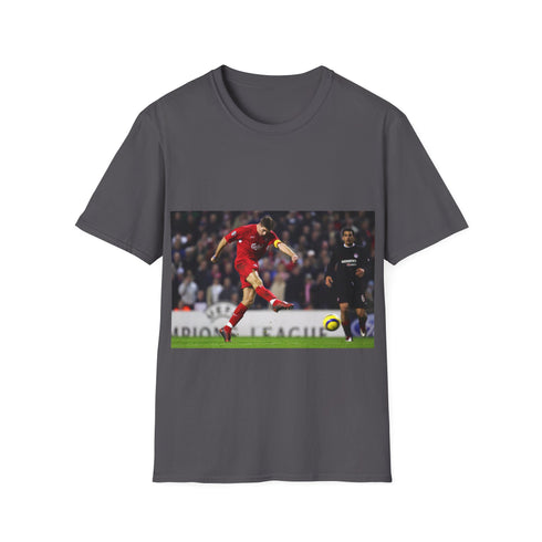 Charcoal cotton crew neck t-shirt with FF6-inspired graphics.