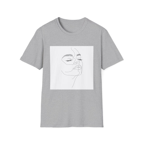 Minimalist charcoal cotton face art t-shirt for men and women.