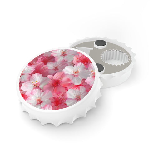 Cherry Blossom Bottle Opener - Pink & White Kitchen Accessory Magnets