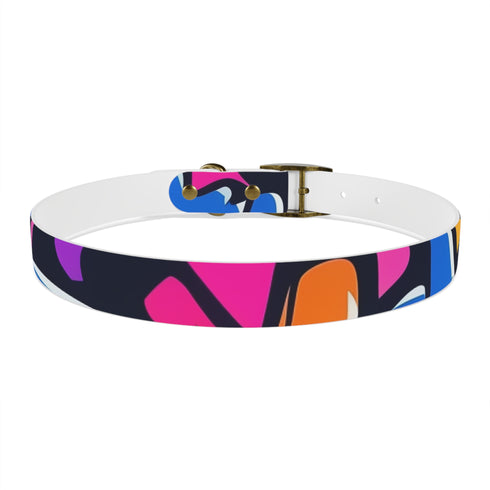 Neon graffiti dog collar for urban walks with funky street style.