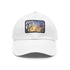 Eiffel Tower watercolor baseball cap with light brown rectangle patch.