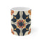 Elegant ceramic coffee mug with artisan tiles pattern, 11oz.