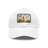 London Skyline Watercolor Baseball Cap in White with Light Brown Patch