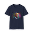 Charcoal cotton crew neck t-shirt with vibrant watercolor Barack Obama silhouette