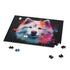 Adorable fluffy Samoyed puppy jigsaw puzzle for dog lovers.