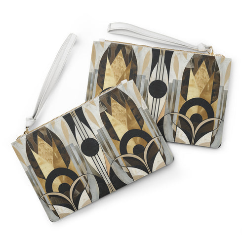 Vibrant art deco patterned clutch for a stylish statement accessory.