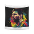 Neon Messi Watercolor Tapestry - Vibrant soccer legend in neon hues, perfect for art lovers and soccer enthusiasts. High-quality, stylish, and makes a great gift. Available in 34 x 40 or 57 x 57 sizes.