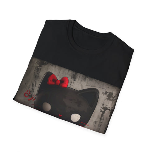 Charcoal Kuromi Hello Kitty magical tee with unique cartoon design.
