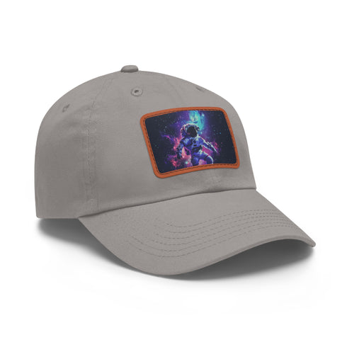 Galactic explorer cap with white/light brown patch, space-inspired design.