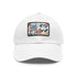 Floral Print Unisex Cotton Baseball Cap White with Light Brown Patch