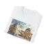 Charcoal DTG watercolor t-shirt with Parisian museum art crew neck design