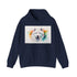 Smiling Samoyed Watercolor Hoodie in Navy, Regular Fit Unisex Sweater