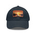 White cotton Fisherman baseball cap with sunset design.