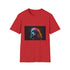 Vibrant watercolor poodle-themed tee in charcoal, size small.