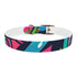 Neon graffiti dog collar with bright colors for trendy pups.