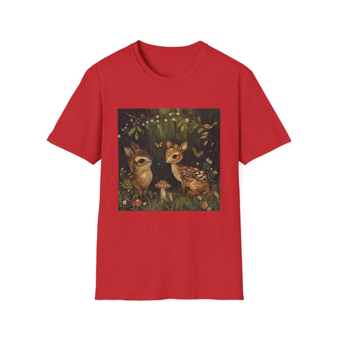 Charcoal cotton t-shirt with playful woodland creatures design in regular fit