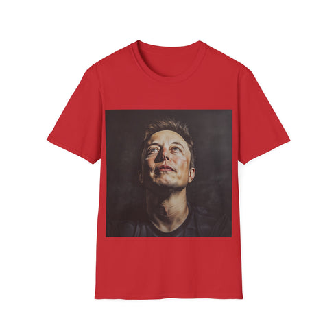 Charcoal cotton t-shirt with Elon Musk design, regular fit, crew neck.