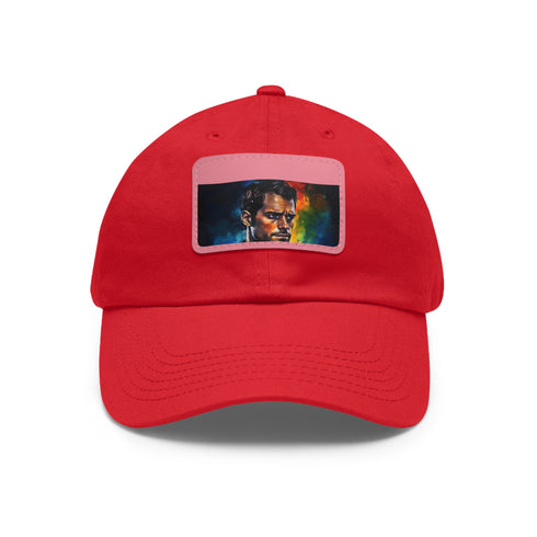 Neon watercolor Henry Cavill snapback cap with light brown rectangle patch