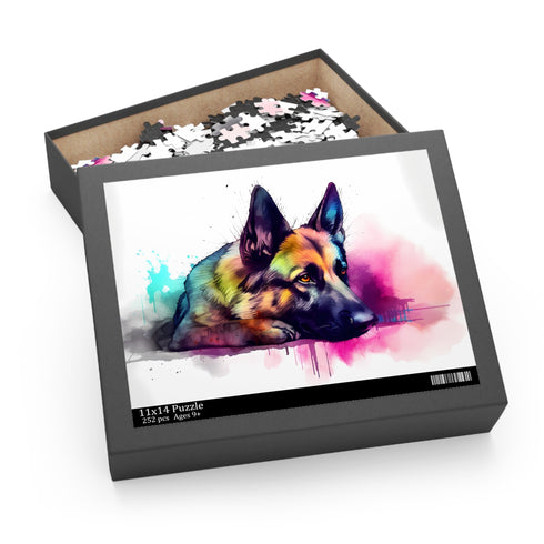 Adorable German Shephard jigsaw puzzle featuring cute, playful pup portrait.