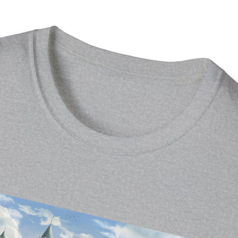 Mystical Fantasy Castle Charcoal T-Shirt Realm of Enchantment Unisex Men Women