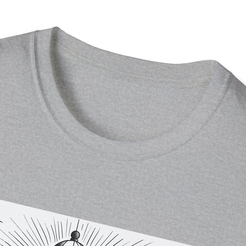 Hand-drawn lighthouse charcoal t-shirt with crew neck in breathable cotton fabric