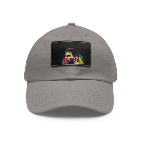 Messi Neon Splash Cap in White with Light Brown Patch, Rectangle