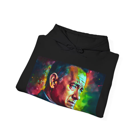 Tom Hanks Neon Watercolor Hoodie in Navy, Size S.