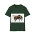 Charcoal cotton t-shirt featuring vibrant bumblebee watercolor design