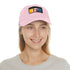 Neon Dream Margot Cap in White with Light Brown Patch, Rectangle Shape.