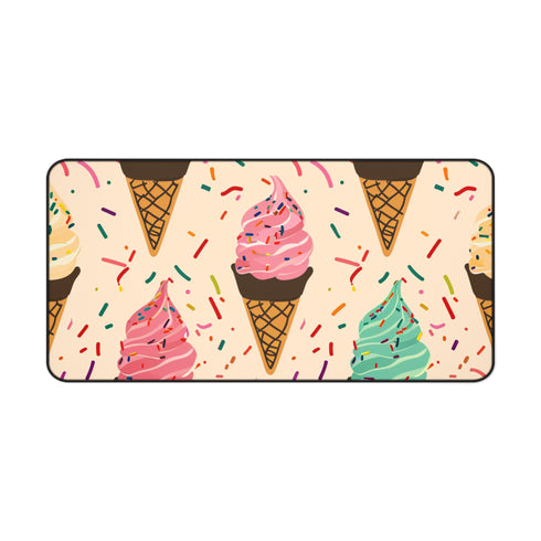 Sprinkle Cone Desk Mat - Fun & Colorful Ice Cream Cone Pattern for Workspace