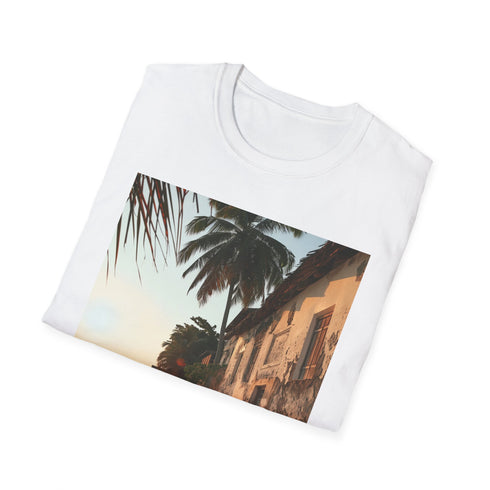 Spice Route Haven charcoal cotton t-shirt: Zanzibar markets allure in wearable form.