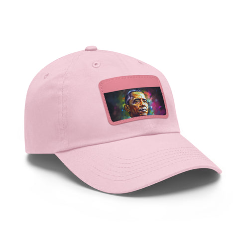 Barack Obama neon dream baseball cap in white with light brown patch.